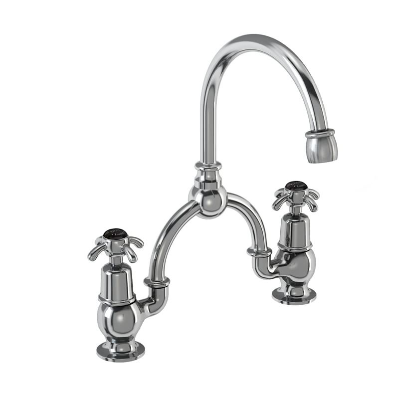2 tap hole arch mixer with curved spout (230mm centres)